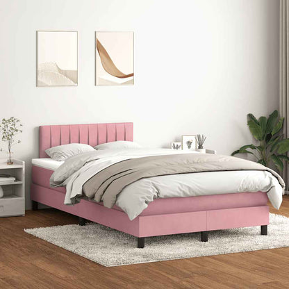 Box Spring Postel S Matrací A Led Samet Růžová