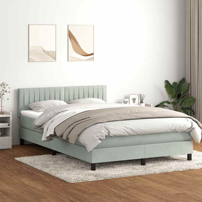 Box Spring Postel S Matrací A Led Samet Světle Šedá