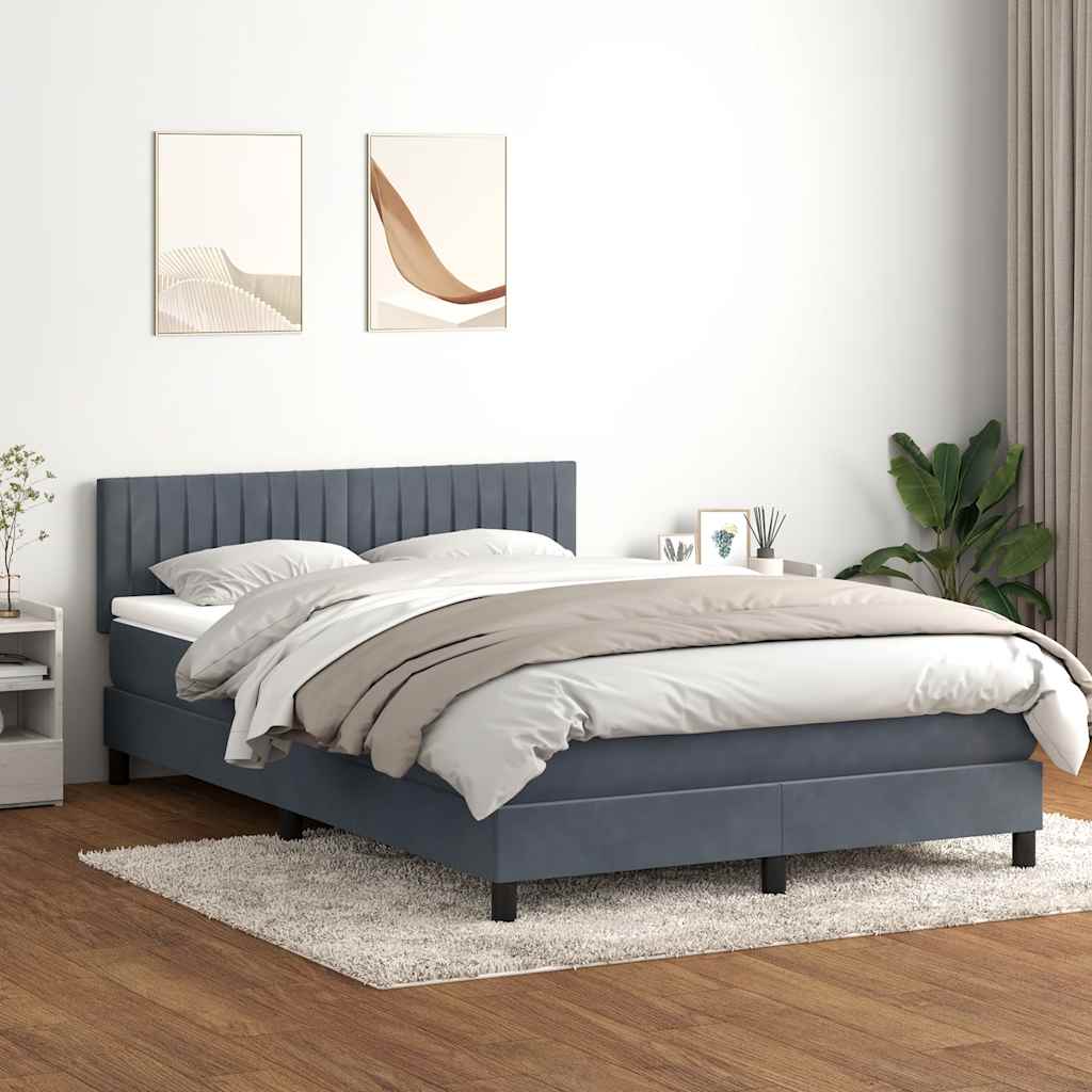 Box Spring Postel S Matrací A Led Samet Tmavě Šedá