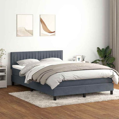 Box Spring Postel S Matrací A Led Samet Tmavě Šedá