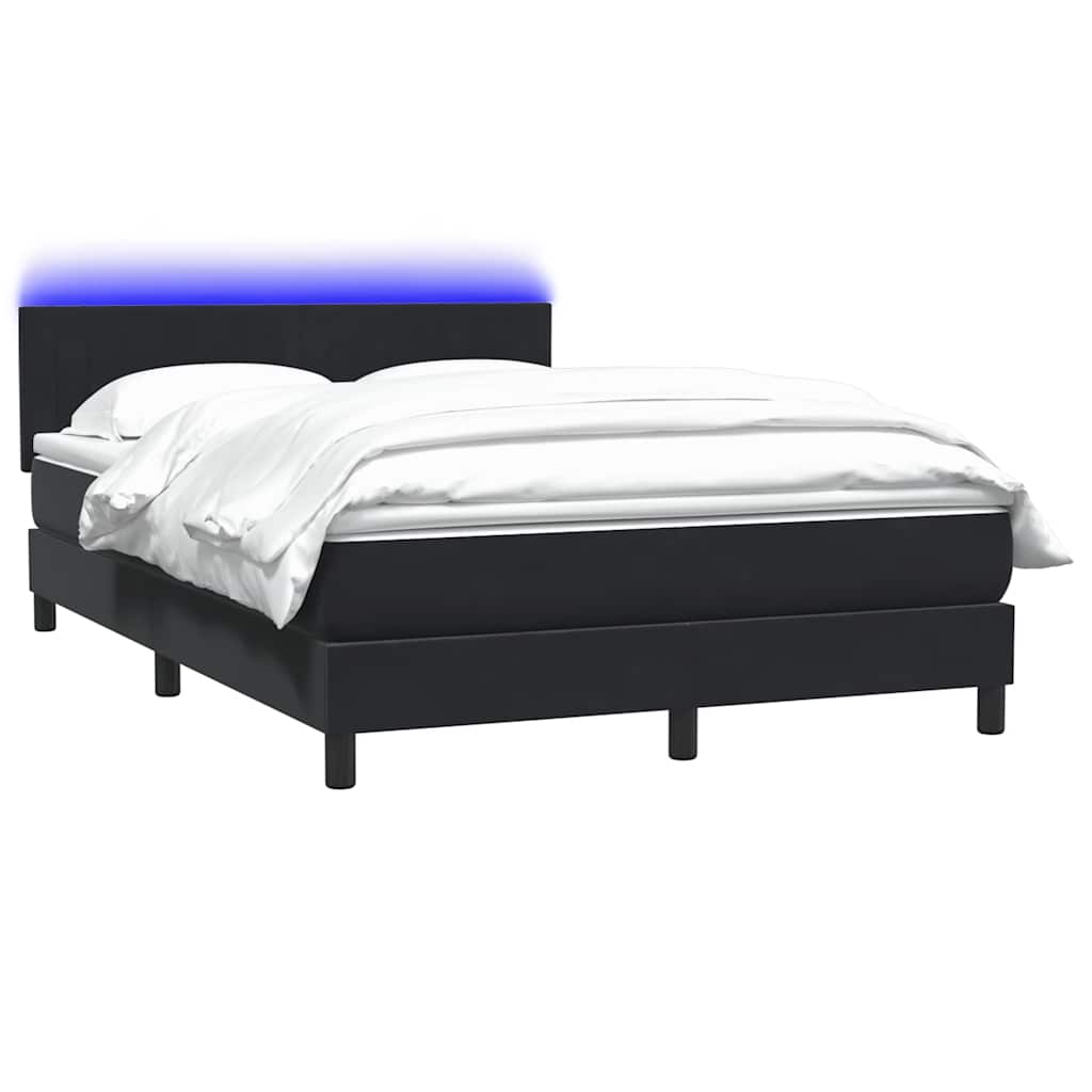 Box Spring Postel S Matrací A Led Černá 160X210 Cm Samet