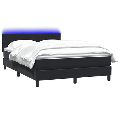 Box Spring Postel S Matrací A Led Černá 160X210 Cm Samet