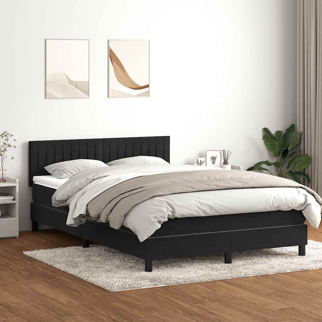 Box Spring Postel S Matrací A Led Černá 160X210 Cm Samet
