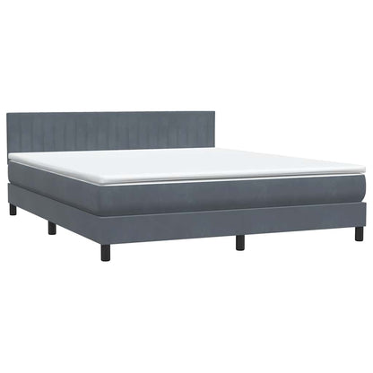 Box Spring Postel S Matrací A Led Tmavě Šedá 180X210 Cm Samet