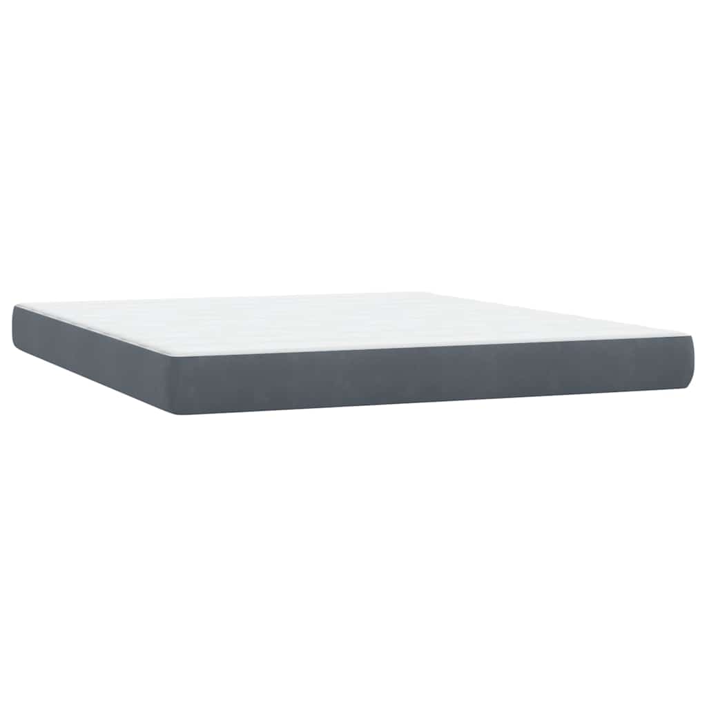 Box Spring Postel S Matrací A Led Tmavě Šedá 180X210 Cm Samet