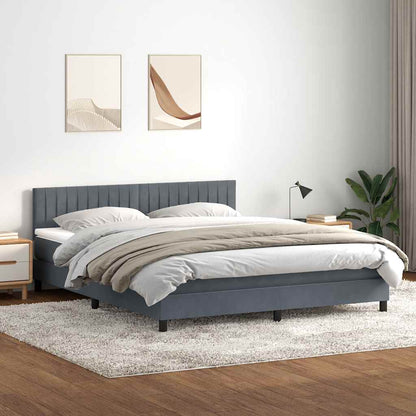 Box Spring Postel S Matrací A Led Tmavě Šedá 180X210 Cm Samet
