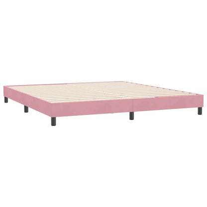 Box Spring Postel S Matrací A Led Růžová 180X210 Cm Samet