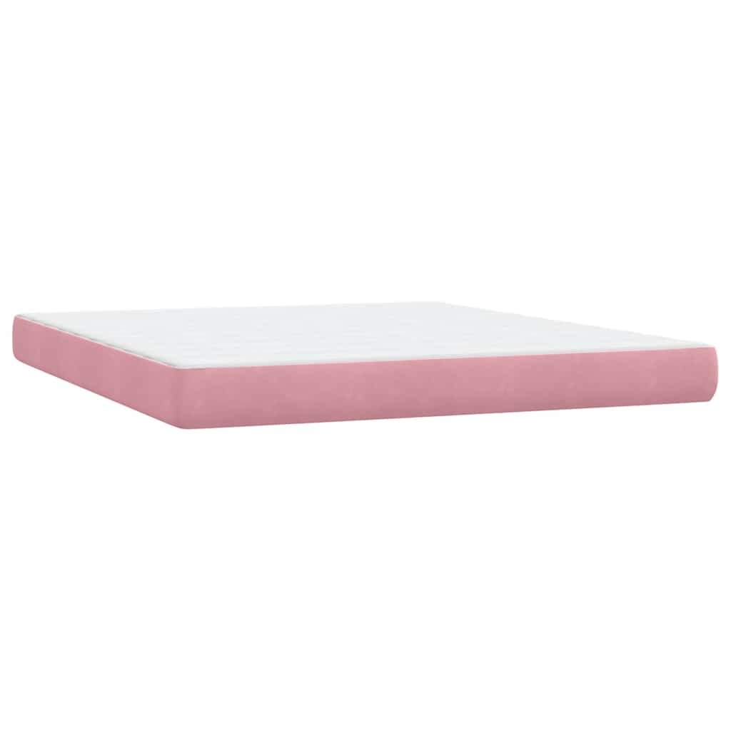 Box Spring Postel S Matrací A Led Růžová 180X210 Cm Samet