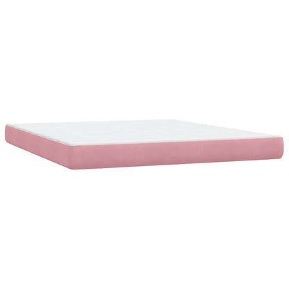Box Spring Postel S Matrací A Led Růžová 180X210 Cm Samet