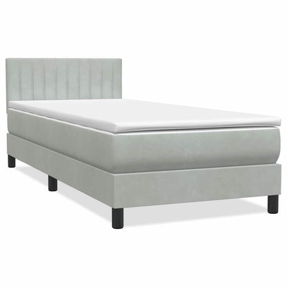Box Spring Postel S Matrací A Led Světle Šedá 80X220 Cm Samet