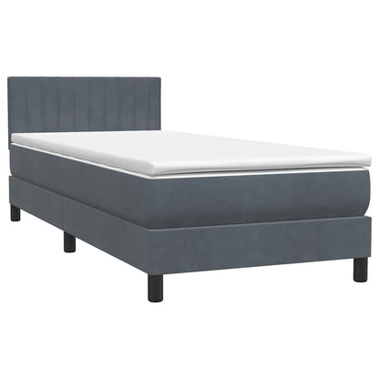 Box Spring Postel S Matrací A Led Tmavě Šedá 80X220 Cm Samet