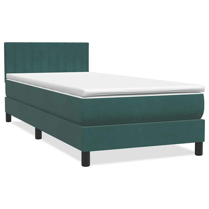 Box Spring Postel S Matrací A Led Tmavě Zelená 80X220 Cm Samet