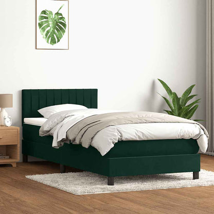 Box Spring Postel S Matrací A Led Tmavě Zelená 80X220 Cm Samet