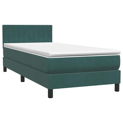 Box Spring Postel S Matrací A Led Tmavě Zelená 80X220 Cm Samet