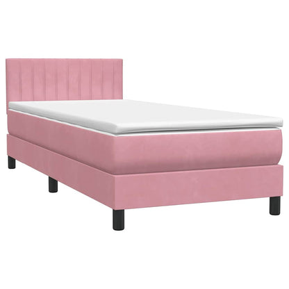 Box Spring Postel S Matrací A Led Růžová 80X220 Cm Samet