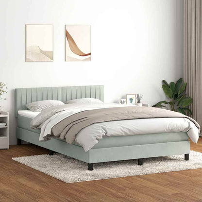 Box Spring Postel S Matrací A Led Samet Světle Šedá
