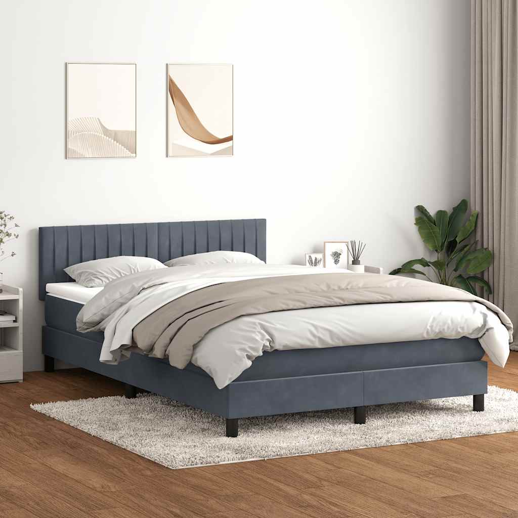 Box Spring Postel S Matrací A Led Samet Tmavě Šedá