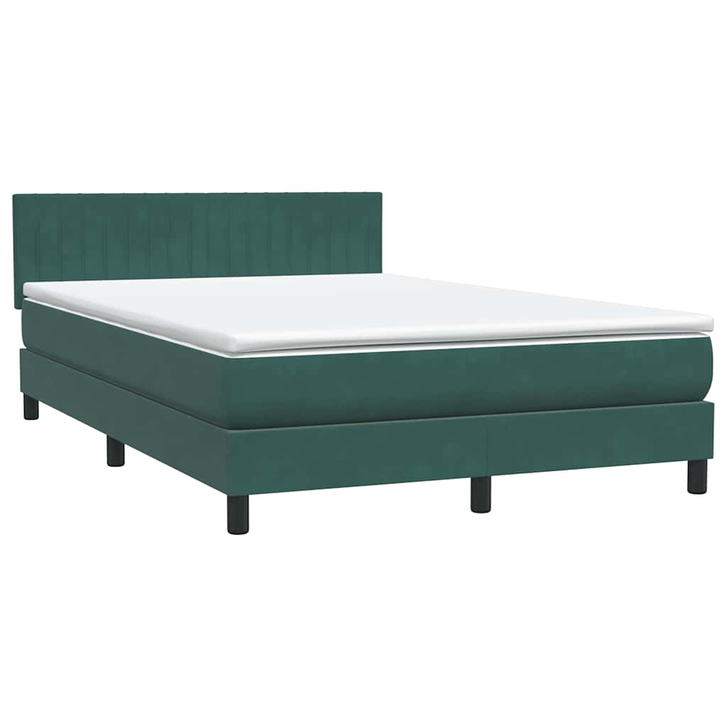 Box Spring Postel S Matrací A Led Tmavě Zelená 160X220 Cm Samet