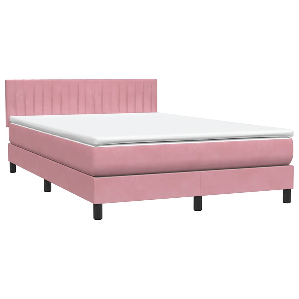 Box Spring Postel S Matrací A Led Růžová 160X220 Cm Samet