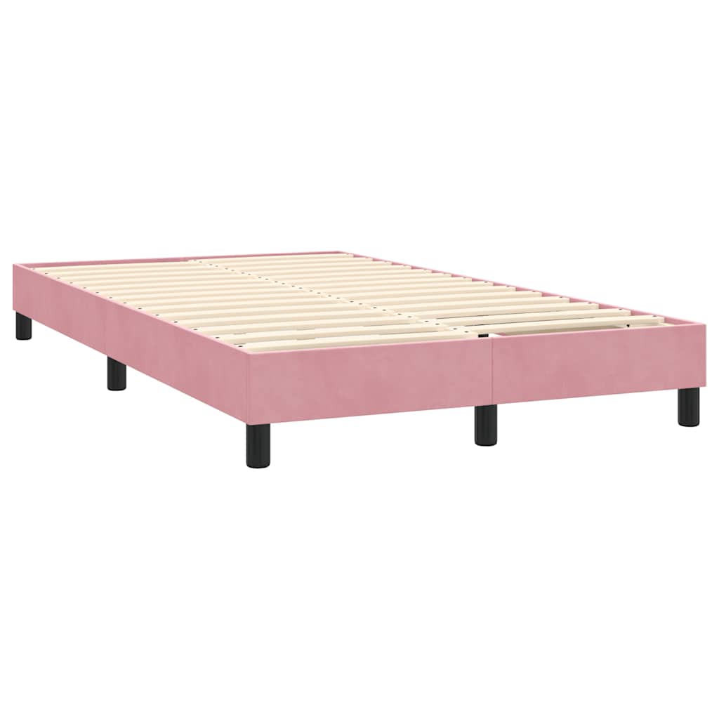 Box Spring Postel S Matrací A Led Růžová 160X220 Cm Samet