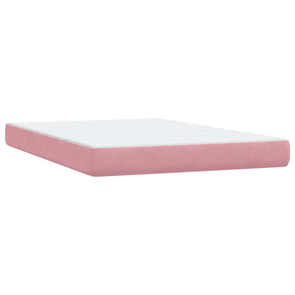 Box Spring Postel S Matrací A Led Růžová 160X220 Cm Samet