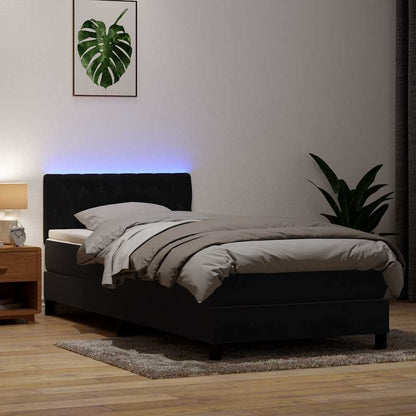Box Spring Postel S Matrací A Led Černá Samet Černá