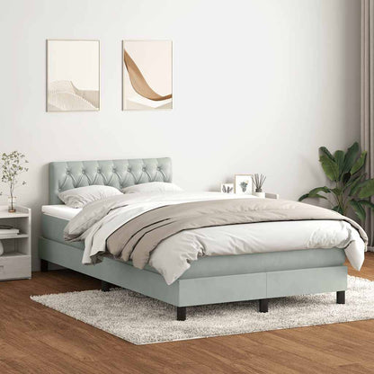 Box Spring Postel S Matrací A Led Samet Světle Šedá