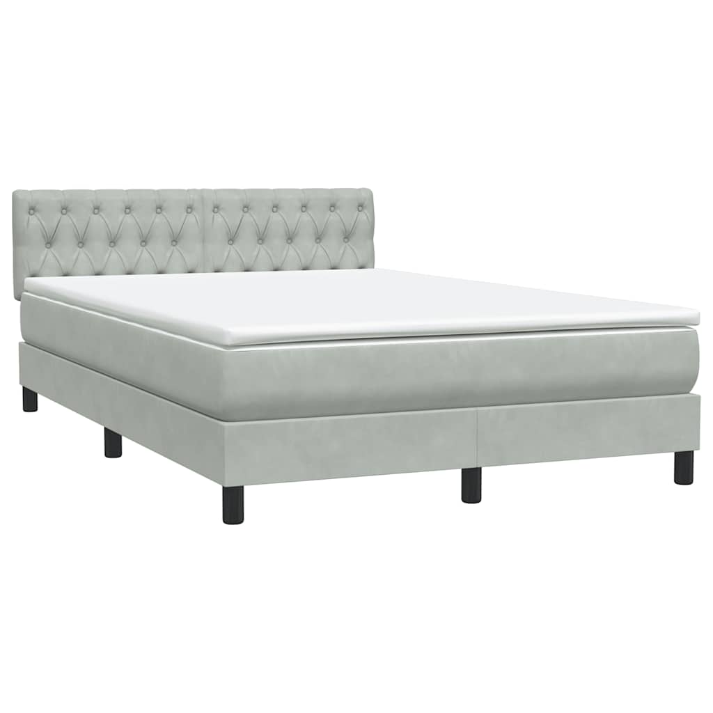 Box Spring Postel S Matrací A Led Světle Šedá 160X210 Cm Samet