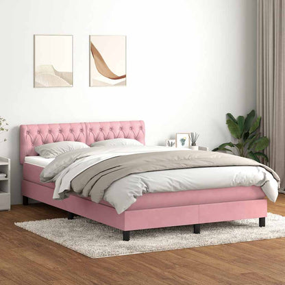 Box Spring Postel S Matrací A Led Růžová 160X210 Cm Samet