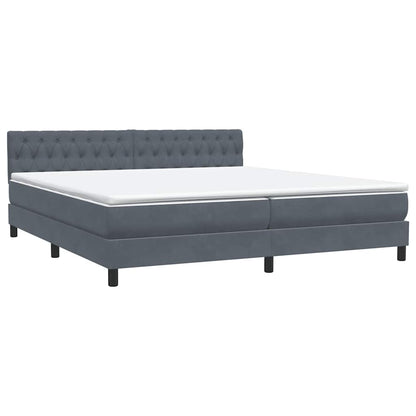Box Spring Postel S Matrací A Led Samet Tmavě Šedá