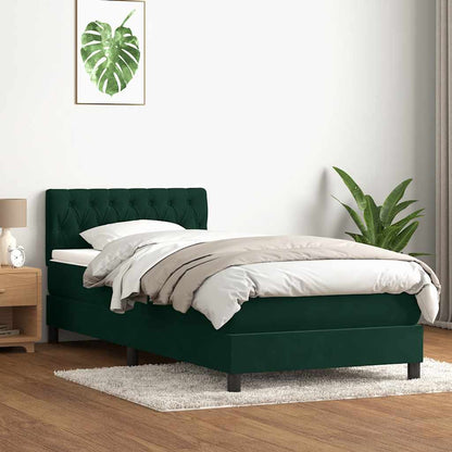 Box Spring Postel S Matrací A Led Tmavě Zelená 80X220 Cm Samet