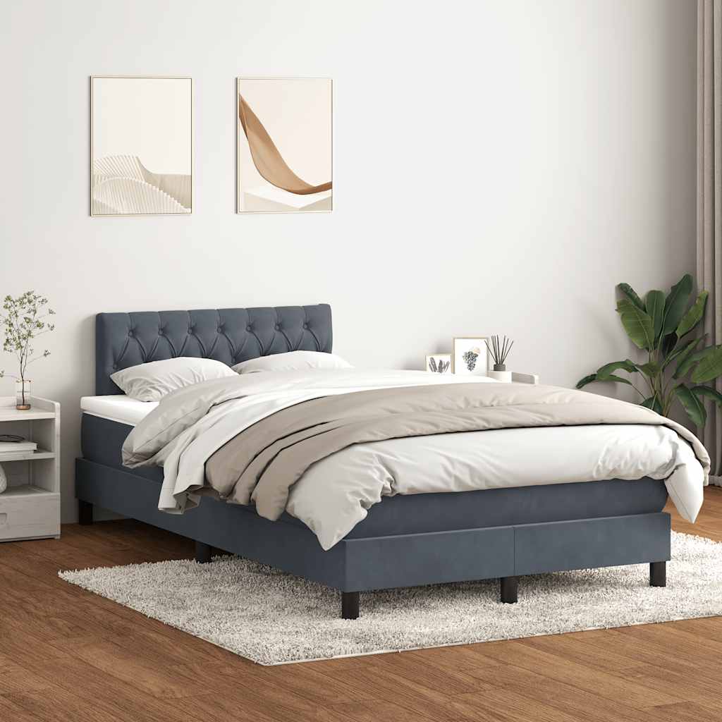 Box Spring Postel S Matrací A Led Samet Tmavě Šedá