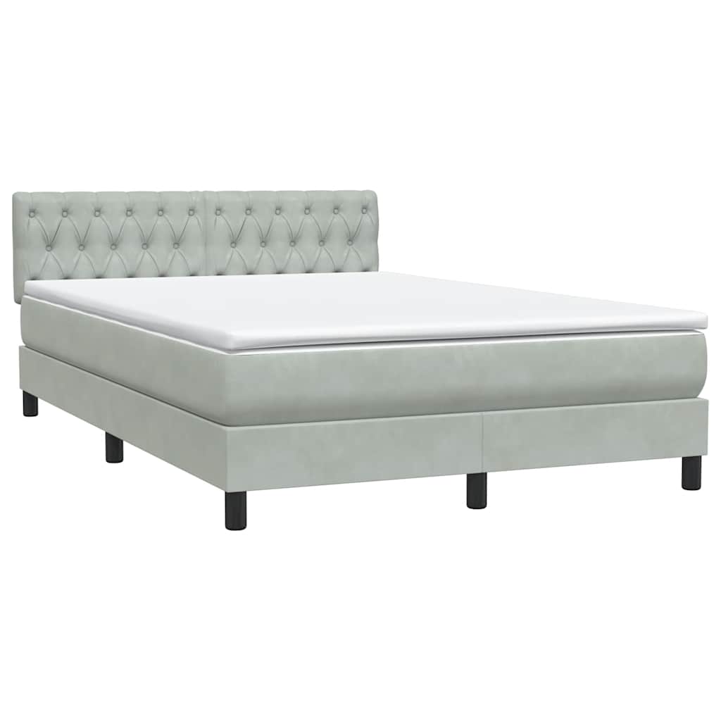 Box Spring Postel S Matrací A Led Samet Světle Šedá