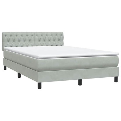 Box Spring Postel S Matrací A Led Samet Světle Šedá