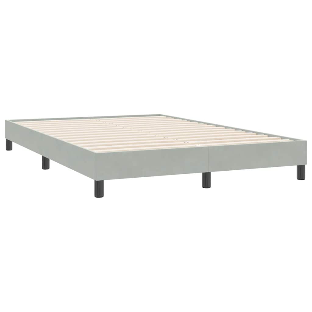 Box Spring Postel S Matrací A Led Samet Světle Šedá