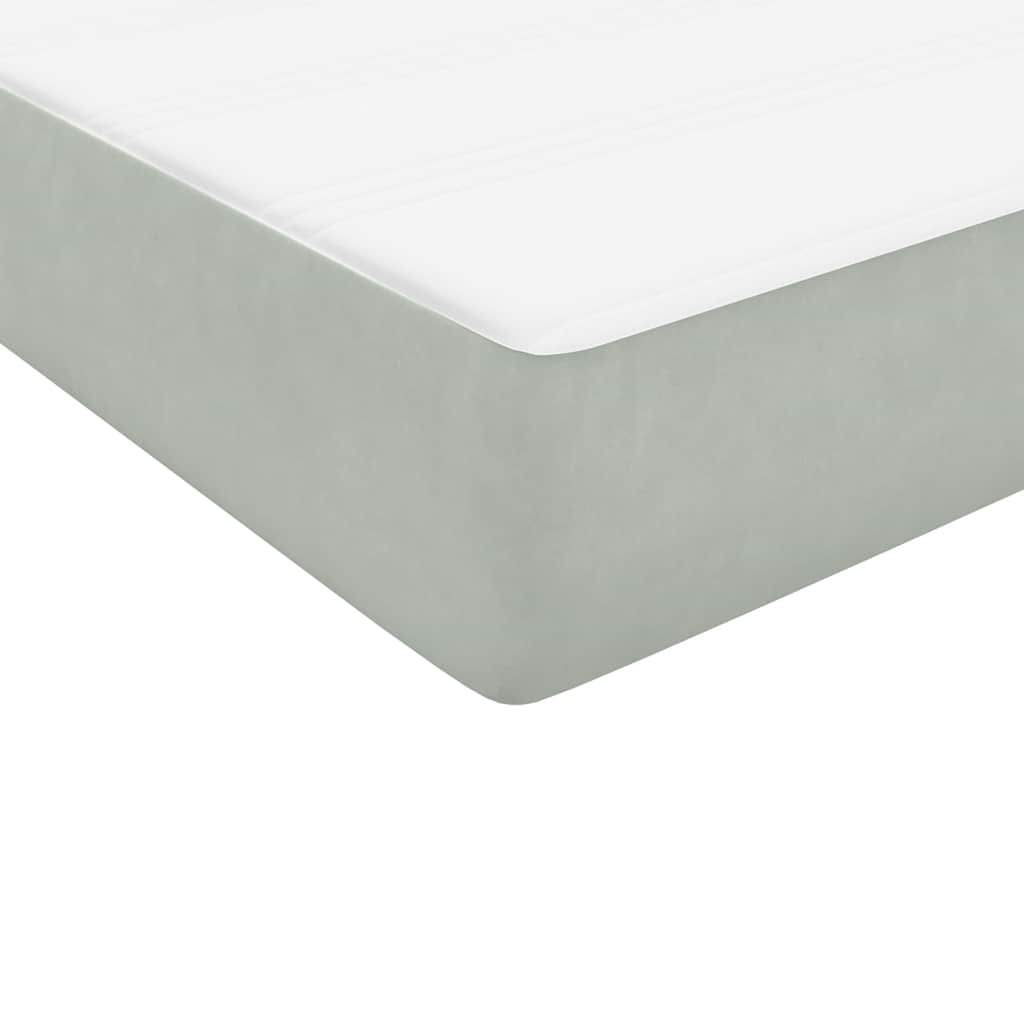 Box Spring Postel S Matrací A Led Samet Světle Šedá
