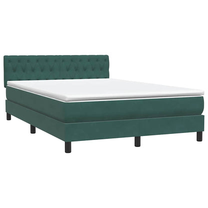 Box Spring Postel S Matrací A Led Tmavě Zelená 160X220 Cm Samet