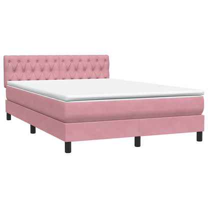 Box Spring Postel S Matrací A Led Růžová 160X220 Cm Samet