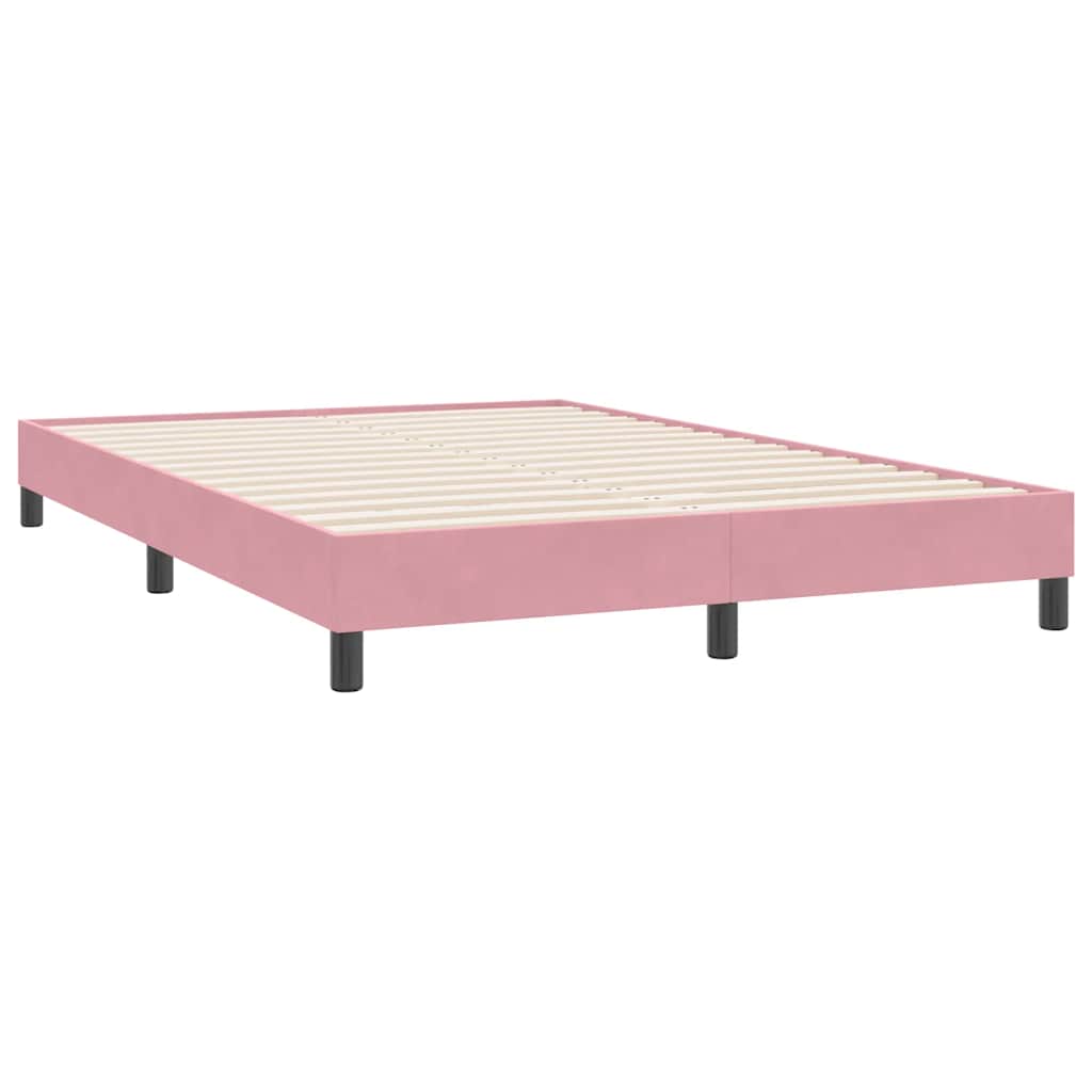 Box Spring Postel S Matrací A Led Růžová 160X220 Cm Samet