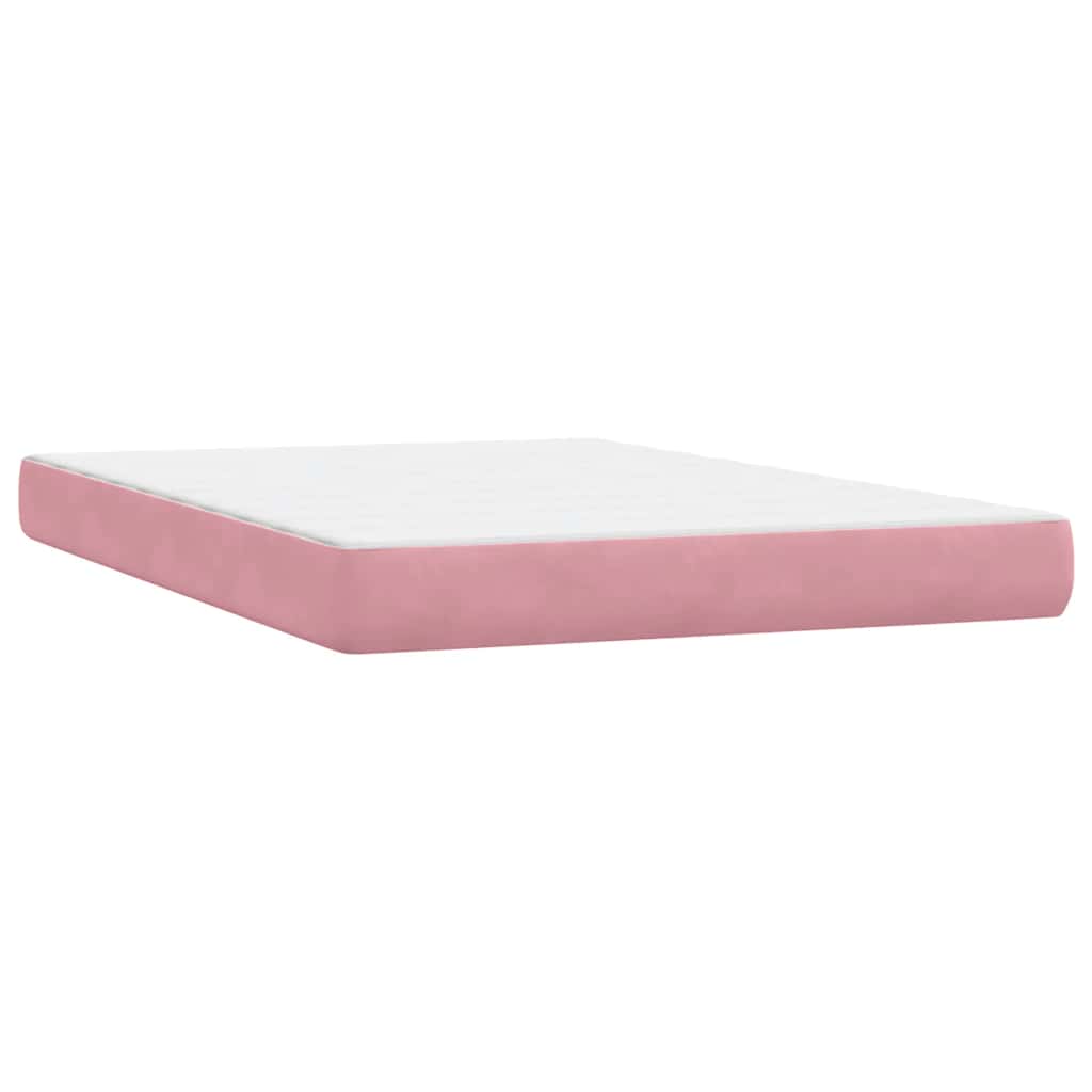 Box Spring Postel S Matrací A Led Růžová 160X220 Cm Samet