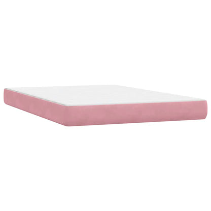 Box Spring Postel S Matrací A Led Růžová 160X220 Cm Samet