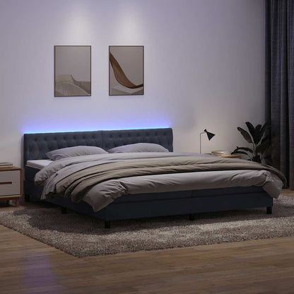 Box Spring Postel S Matrací A Led Samet Tmavě Šedá