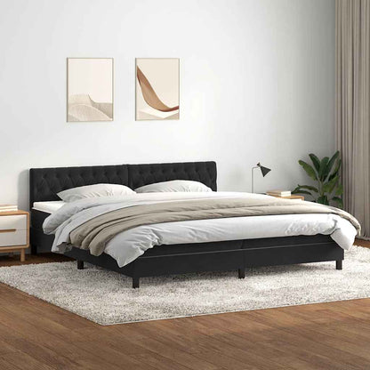 Box Spring Postel S Matrací A Led Černá Samet Černá