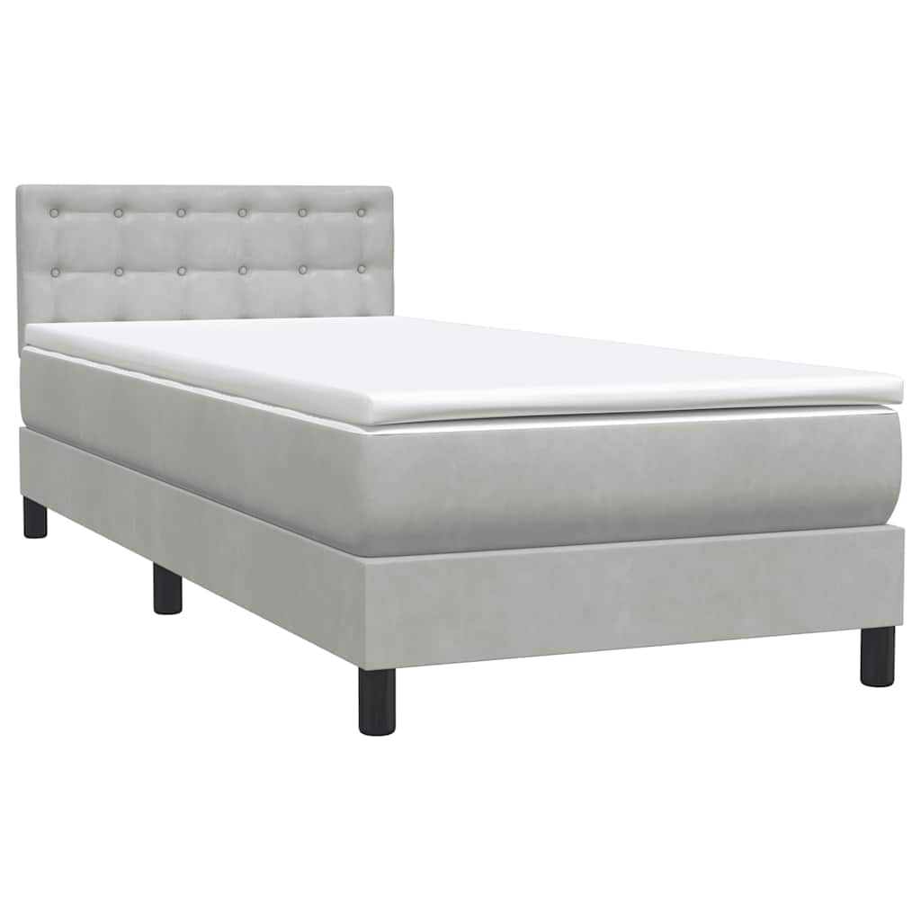 Box Spring Postel S Matrací A Led Světle Šedá 80X210 Cm Samet