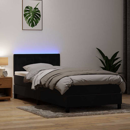 Box Spring Postel S Matrací A Led Černá Samet Černá