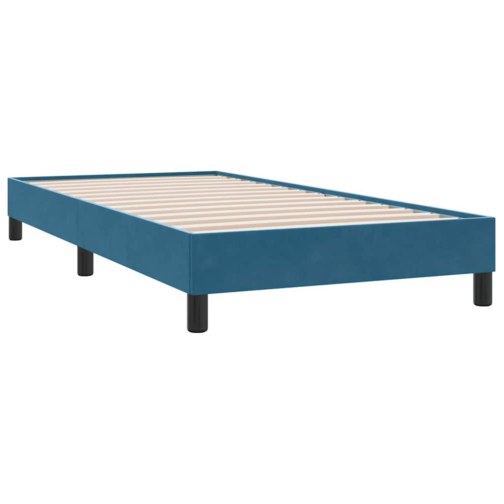Box Spring Postel S Matrací A Led Tmavě Modrá 80X210 Cm Samet