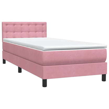 Box Spring Postel S Matrací A Led Růžová 90X210 Cm Samet