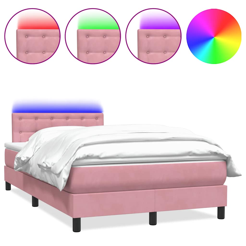 Box Spring Postel S Matrací A Led Samet Růžová