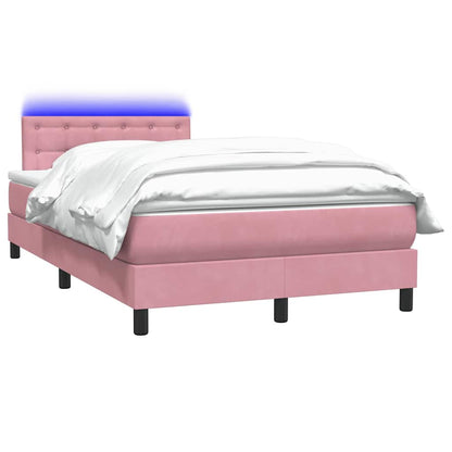 Box Spring Postel S Matrací A Led Samet Růžová