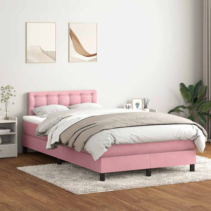 Box Spring Postel S Matrací A Led Samet Růžová